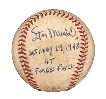 1948 Stan Musial Game Used, Signed and Inscribed Baseball - PSA